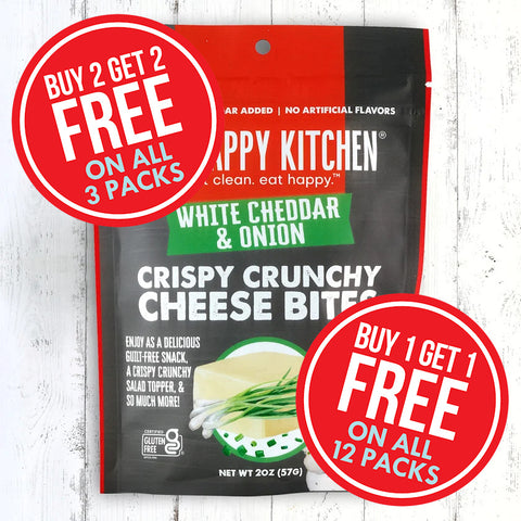 3-pack or 12-pack White Cheddar & Onion Crispy Cheese Bites (2oz)