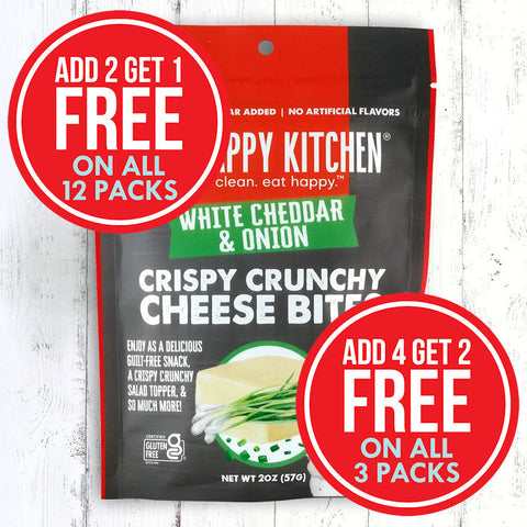 3-pack or 12-pack White Cheddar & Onion Crispy Cheese Bites (2oz)